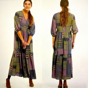 Ellos Maxi Dress Womens Plus Sz 22 Tiered patchwork Cottage Core Avanteguard